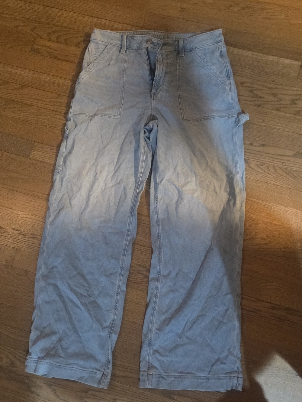 Light Blue Women's Wideleg Stretch American Eagle Jeans - Casual Straight Fit